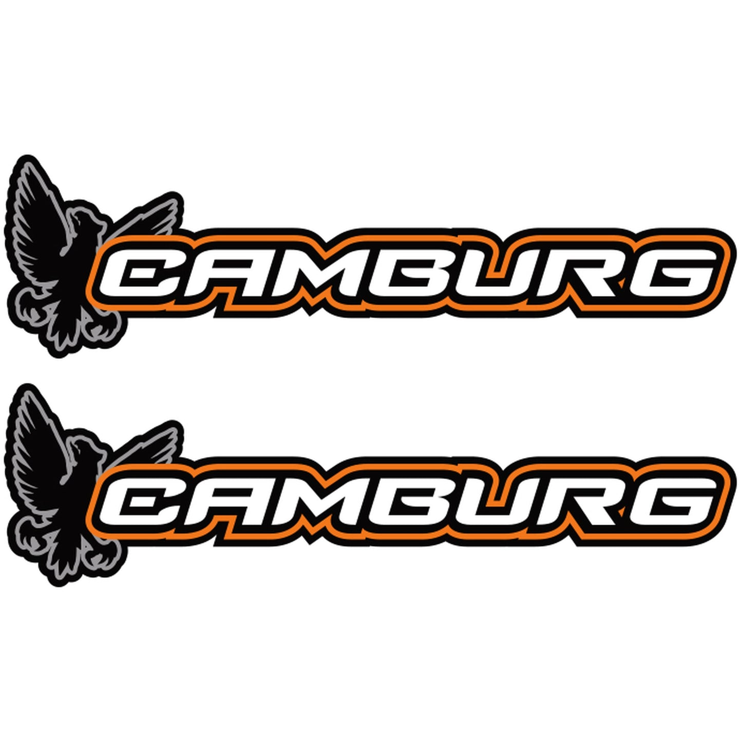 Camburg Engineering Decal — "Fox"Orange 2-Pack